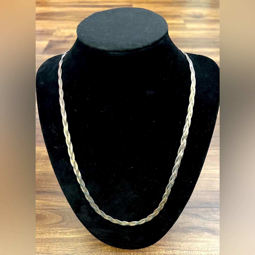 Braided Silver Necklace - 20”